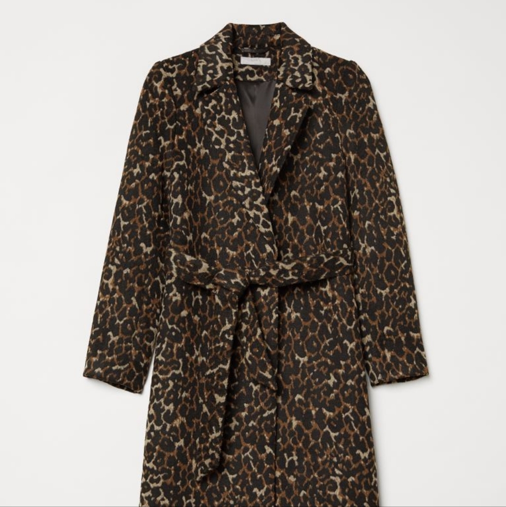 Animal Print H&M Wool Coat